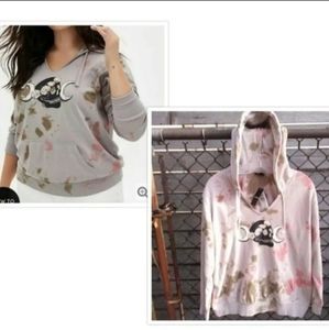 TORRID MULTI TIE DYE SKULL FLEECE HOODIE SWEATER